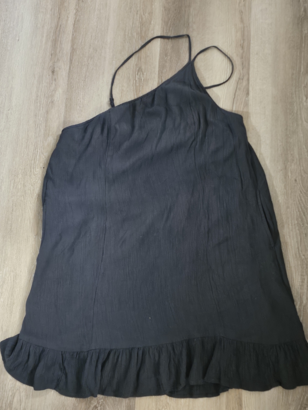 Women’s Black Ruffle-Hem Slip Dress